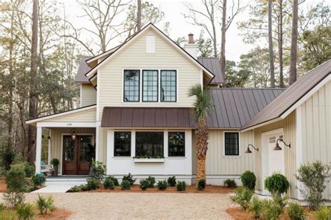 tan house with brown metal roof|exterior house colors black roof.